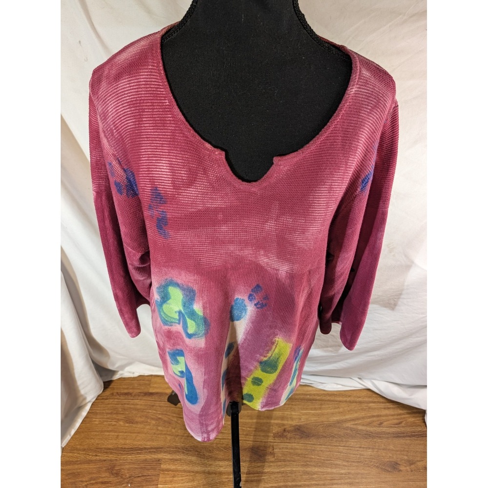 Sloop Jones Size 2 Pink Geometric Artsy Art To Wear Sweater